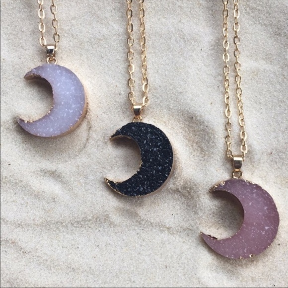 jenafurss Jewelry - 🎉🎈SALE!!! Host Pick🎉🎈 Pink Druzy Moon Pendant